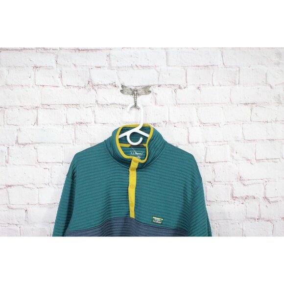 LL Bean Airlight Knit Pullover Sweater Colorblock Blue Green XXL Tall - Picture 2 of 10